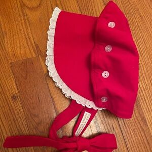 EUC The Beaufort Bonnet Company | Red with White Lace Trim | Size Small